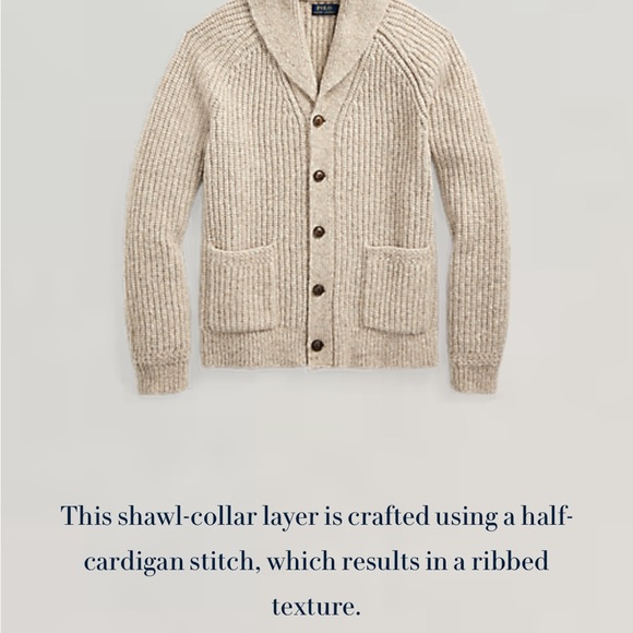 Polo Ralph Lauren Alpaca Wool Shawl Collar Cardigan Sweater NWT size medium - Picture 14 of 16